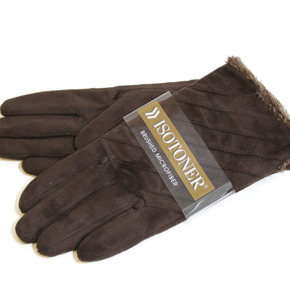 Isotoner Gloves Dark Brown Size L or XL - Picture 2 of 4